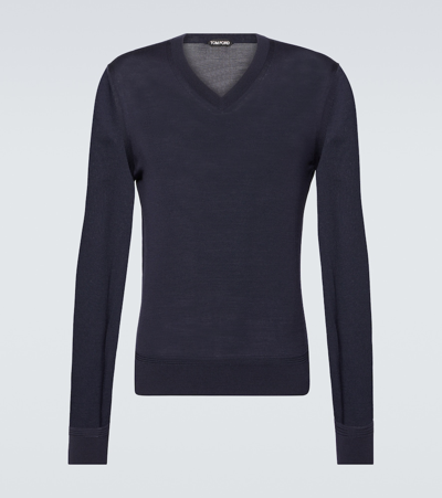 Tom Ford Wool Sweater In Blue