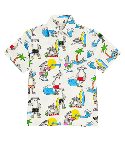 Stella Mccartney Kids' Printed Cotton Poplin T-shirt In Multicoloured