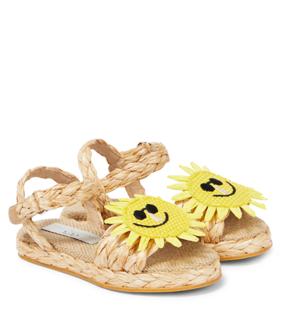 Stella Mccartney Kids' Raffia Sandals In Brown