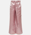 STAUD SHAY HIGH-RISE SATIN WIDE-LEG PANTS