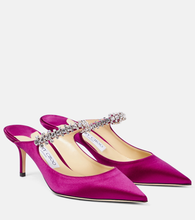 Jimmy Choo Bing Satin Mules In Violet