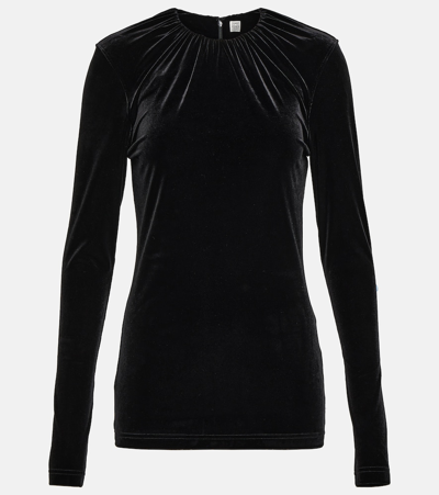Totême Gathered Velvet Top In Black
