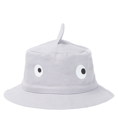 Stella Mccartney Babies' Shark Cotton Hat In Grey