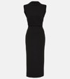 ROLAND MOURET HIGH NECK CADY MIDI DRESS