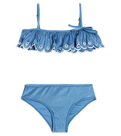 Zimmermann Kids' Junie Embroidered Bikini In Blue