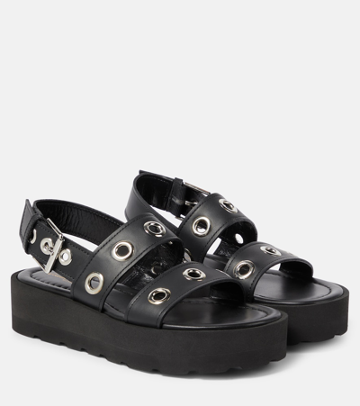 Gianvito Rossi Leather Platform Sandals In Black