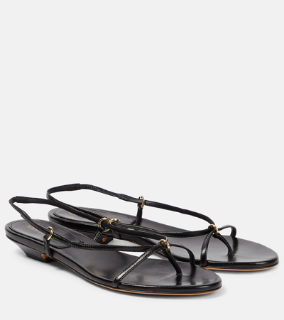 Khaite Marion Slide Leather Sandals In Black