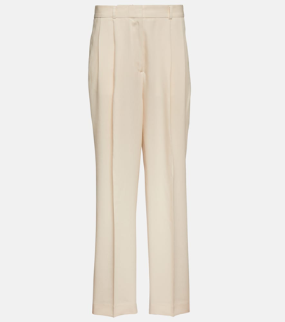 Totême Pleated Straight Pants In Beige