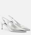 Dolce & Gabbana 60 Mirrored Leather Slingback Pumps In Silver