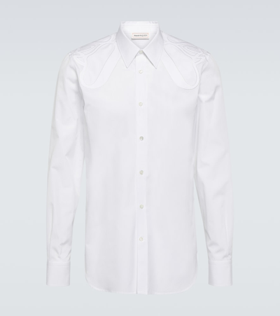 Alexander Mcqueen Appliqué Cotton Poplin Shirt In White