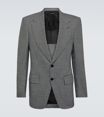 Tom Ford Houndstooth Wool And Cashmere-blend Blazer In Combo White & Black