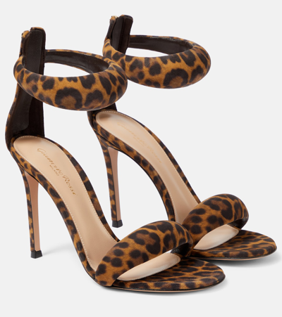 Gianvito Rossi Bijoux Leopard-print Leather Sandals In Multicoloured