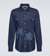 Alanui Embroidered Design Denim Shirt Cuffs In Blue