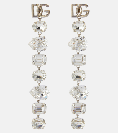 Dolce & Gabbana Dg Crystal-embellished Earrings In Silver