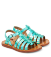 Pom D'api Plagette Strap Leather Sandals In Blue