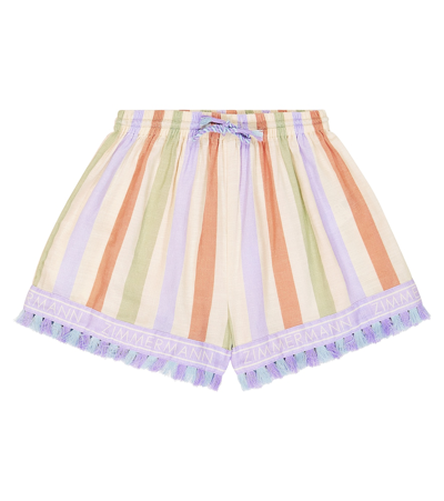 Zimmermann Kids' August Striped Cotton Shorts In Multicoloured
