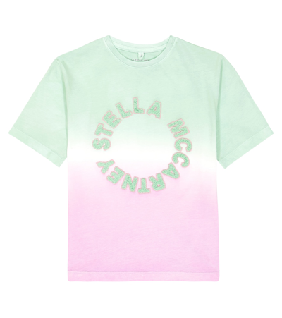 Stella Mccartney Kids' Tie-dye Cotton Jersey T-shirt In Green/purple