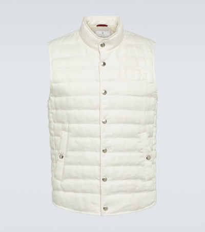 BRUNELLO CUCINELLI QUILTED LINEN DOWN VEST