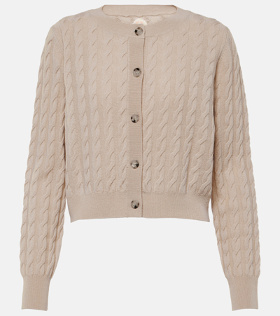 Jardin Des Orangers Cable-knit Wool And Cashmere Cardigan In Brown