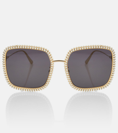 Dior Miss S2u Embellished Square Sunglasses In Gold