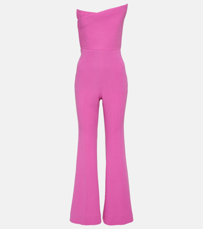 Roland Mouret Asymmetric Wool Jumpsuit In Pink