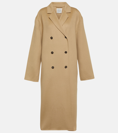 Totême Signature Double-breasted Wool Coat In Biscuit