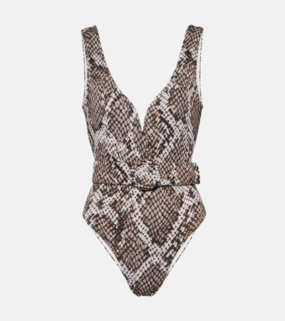 Alexandra Miro Kiki Snake-effect Swimsuit In Multicoloured