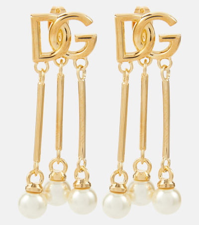 Dolce & Gabbana Dg Embellished Drop Earrings In Gold