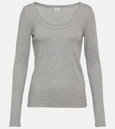 TOTÊME RIBBED-KNIT COTTON-BLEND JERSEY TOP