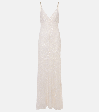 Jenny Packham Kabla Floral-sequin Bridal Gown In White