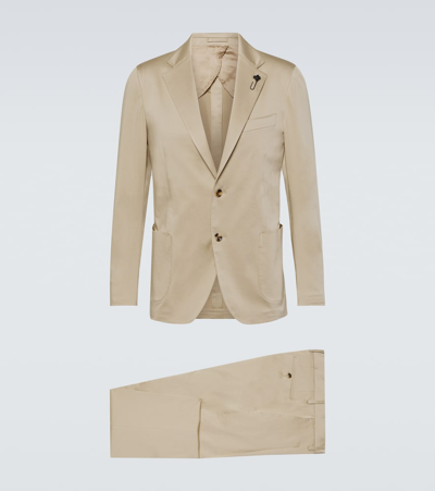 Lardini Cotton-blend Suit In Beige
