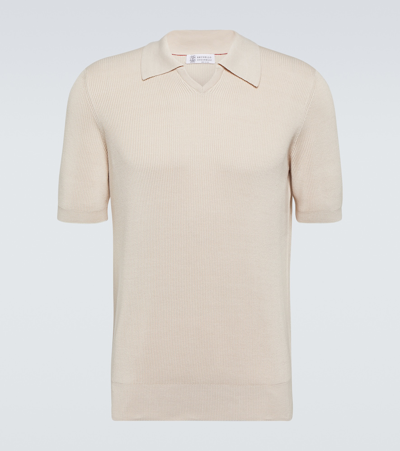 Brunello Cucinelli Cotton Polo Shirt In Neutrals
