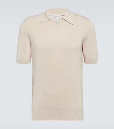 Brunello Cucinelli Cotton Polo Shirt In Beige