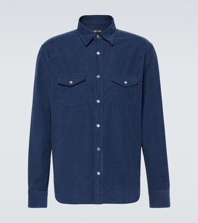 Tom Ford Corduroy Shirt In Blue