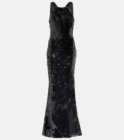 Roland Mouret Sequined Gown In Black