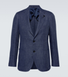 Lardini Single-breasted Linen And Wool Blazer In Blue