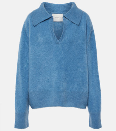 Lisa Yang Kerry Cashmere Polo Sweater In Stormy Blue Brushed