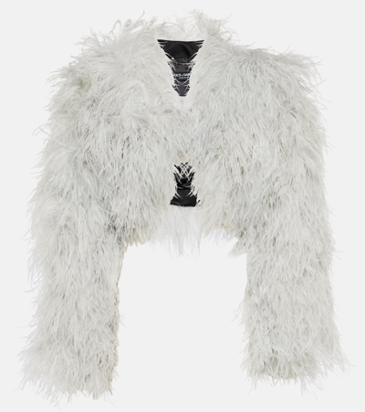 Dolce & Gabbana X Kim Feather Cropped Jacket In Variante Abbinata