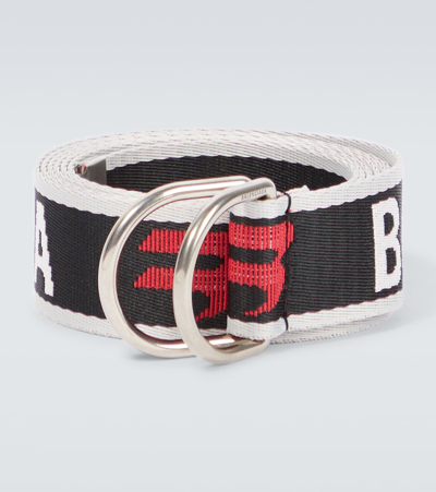 Balenciaga Logo Belt In Bal Grey/carmin Red 