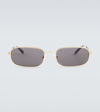 Gucci Logo Rectangular Sunglasses In Gold-gold-grey