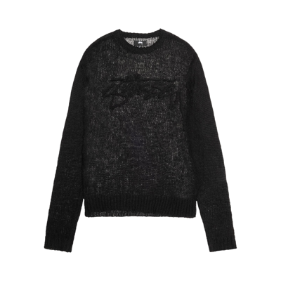 Pre-owned Stussy Loose Knit Logo Sweater 'black'