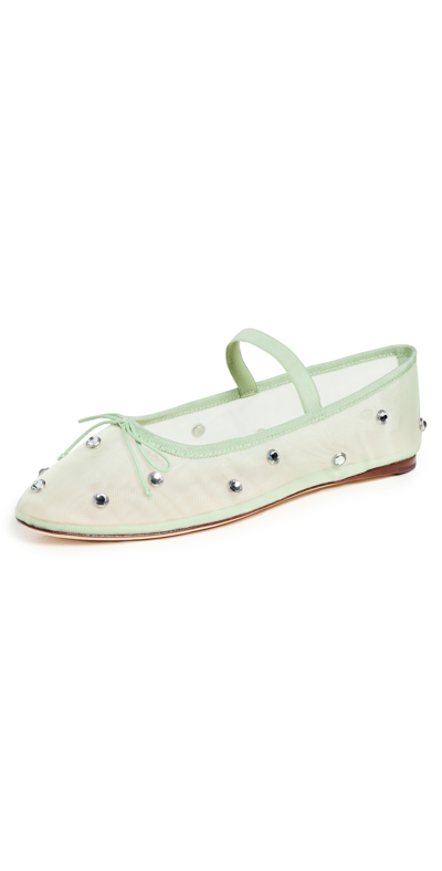 Loeffler Randall Leonie Crystal Mesh Ballerina Flats In Seafoam