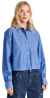 Rag & Bone Maxine Stripe Crop Shirt In Blustripe
