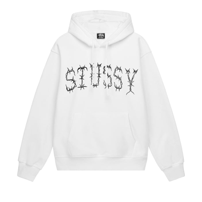 Pre-owned Stussy Barb Hoodie 'white'