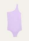 Molo Kids' Girl's Nai One-shoulder Swimsuit In Viola