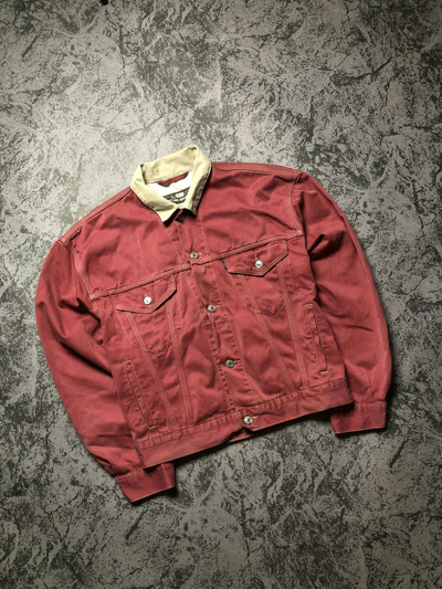 Pre-owned Levis X Levis Vintage Clothing Vintage Jeans Jacket Levis Black Label Italy 1993 In Dark Red