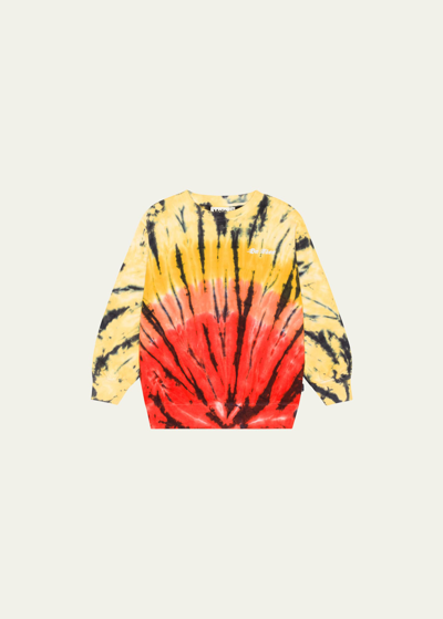 Molo Kids' Boy's Monti Flames Graphic Sweatshirt In Fire Dye