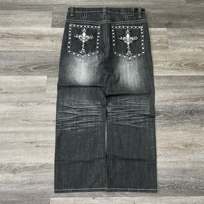 Pre-owned Affliction X Vintage Y2k Chrome Hearts Opium Style Baggy Embellished In Black