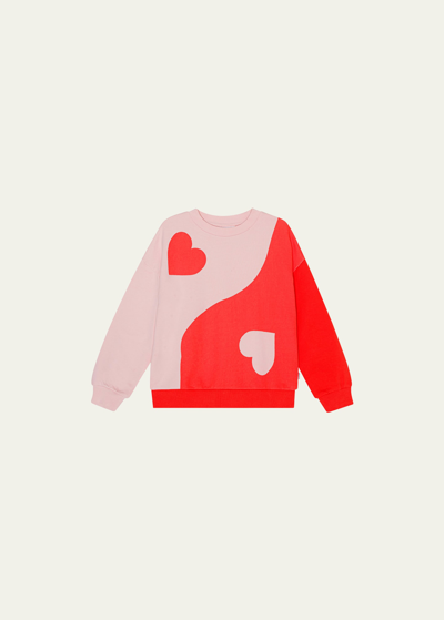 Molo Kids' Girl's Maxi Yin Yang Hearts Sweatshirt In Being Yin Yang