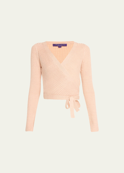 Ralph Lauren Linvis Ribbed Wrap Top In Rose Qrtz